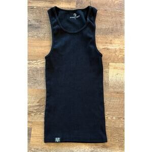 EKKOVISION Fitted Muscle Tank Black Ribbed Gym Beater L